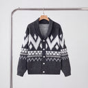 Harlan Knit Cardigan | Vintage Geometric Shawl-Collar Sweater