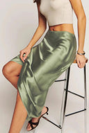 Evelyn Satin Midi Skirt Lightweight 0