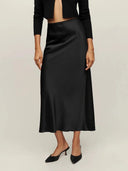Evelyn Satin Midi Skirt Lightweight 2