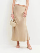 Evelyn Satin Midi Skirt Lightweight 3