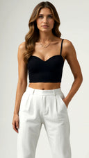 Mia | Fitted White Crop Top With Sweetheart Neckline 3