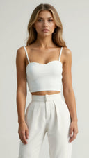 Mia | Fitted White Crop Top With Sweetheart Neckline 6