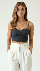 Mia | Fitted White Crop Top With Sweetheart Neckline 9