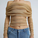 Milan Ruched Off-Shoulder Going Out Top 0