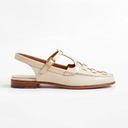 Milan Woven Leather Slingback Sandals | T-Bar Strap and Flat Heel
