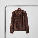 Millie Faux Fur Jacket | Embellished Jewel Floral Zip-Up Winter Coat
