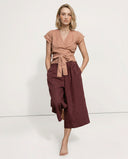 Mira Linen Wide Leg Pants Cropped 0