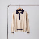 Orlena Polo Sweater | Contrast-Trim Button Knit Top