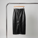 Mona High Waist Pencil Midi | PU Leather Skirt with Pockets and Back Slit