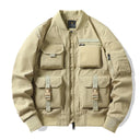 Pilot Utility Bomber Jacket with Tactical Pockets and Velcro Patch Detail