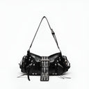 Moto Buckle Leather Shoulder Bag