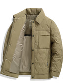 Utility Quilted Sherpa Collared Jacket with Ripple Quilt Shell and Satin Interior