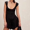 Lizette Floral Mini Dress with Corset-Style Bodice and Lace Trim Neckline