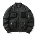 Pilot Utility Bomber Jacket with Tactical Pockets and Velcro Patch Detail