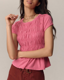 Sienna Ruffled Cap Sleeve Womens Top 9