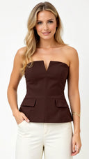 Sophie | Elegant Strapless Peplum Womens Top 1
