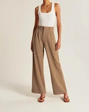 Viera Cotton Blend Wide-Leg Trousers High-Waisted 7