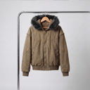 Hunter Fleece-Lined Hooded Cargo Jacket with Faux-Fur Trim and Ribbed Cuffs