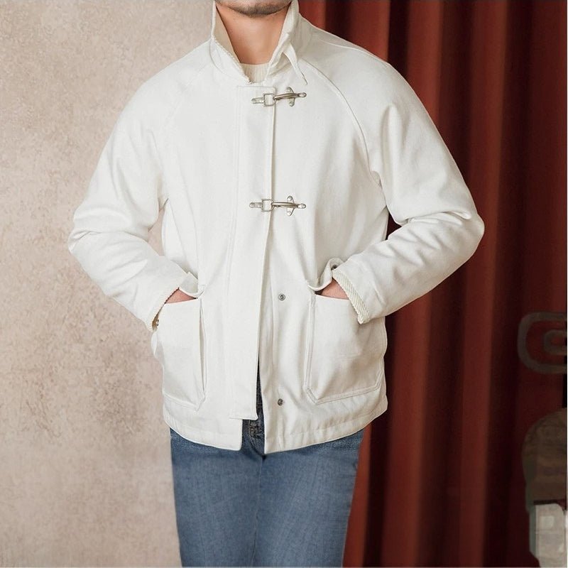 Roma Rugged Cotton Jacket with Metal Toggle Clasp and Oversized