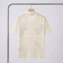Fleur Knit Shirt | Floral Embroidered Open-Knit Short Sleeve Shirt