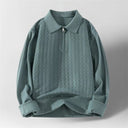 Serrano Oversized Quarter Zip Polo, Wave Knit Texture With Ribbed Cuffs