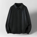 Serrano Oversized Quarter Zip Polo, Wave Knit Texture With Ribbed Cuffs