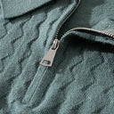 Serrano Oversized Quarter Zip Polo, Wave Knit Texture With Ribbed Cuffs