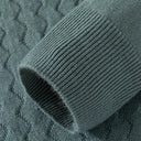 Serrano Oversized Quarter Zip Polo, Wave Knit Texture With Ribbed Cuffs