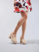 Arlo Woven Raffia Heels Lightweight 6