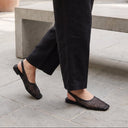 Avela Slingback Flats | Open-Knit Mesh Square-Toe Flat Sandals