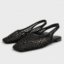 Avela Slingback Flats | Open-Knit Mesh Square-Toe Flat Sandals