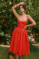 Aveline Lightweight Pleated Midi Dress Red Summer 3