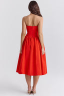 Aveline Lightweight Pleated Midi Dress Red Summer 4