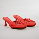 Belise Sequin Flower Mesh Sandal | Beaded Thin Heel Slide