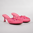 Belise Sequin Flower Mesh Sandal | Beaded Thin Heel Slide