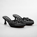 Belise Sequin Flower Mesh Sandal | Beaded Thin Heel Slide