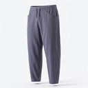 Kairo Cropped Tapered Cotton Linen Pants, Elasticated Waist and Zip Pocket