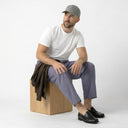 Kairo Cropped Tapered Cotton Linen Pants, Elasticated Waist and Zip Pocket