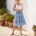 Brisa Floral Skirt | Tiered Ruffle Drawstring A-Line Skirt