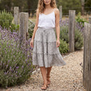 Brisa Floral Skirt | Tiered Ruffle Drawstring A-Line Skirt