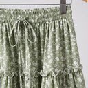 Brisa Floral Skirt | Tiered Ruffle Drawstring A-Line Skirt