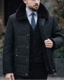 Sterling Fleece-Lined Coat featuring Removable Fur Collar and Quilted Panels