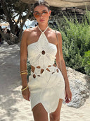 Celia Crochet Cotton Halter Top Mini Skirt Set Summer 0
