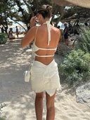 Celia Crochet Cotton Halter Top Mini Skirt Set Summer 2