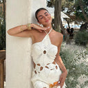 Celia Crochet Cotton Halter Top Mini Skirt Set Summer 5