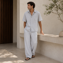 Orven Matching Set | Loose Short Sleeve Shirt and Wide-Leg Pan