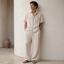 Orven Matching Set | Loose Short Sleeve Shirt and Wide-Leg Pan