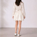 Gracie Satin Bubble Mini Dress with Belted Waist and Balloon Sleeves