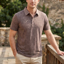 Davin Polo Shirt | Tonal Jacquard Pattern Short Sleeve Polo