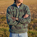 Durin Sherpa Pullover | Retro Geometric Half-Zip Fleece Jacket